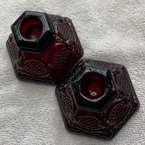 Vintage Avon Cape Cod Ruby Glass Candle Holders